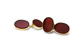 Cufflinks Oval Cornelian- 18 carat yellow gold