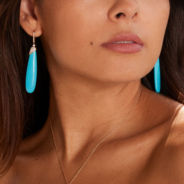 Ohrringe Turquoise Drop - Weissgold 18 K