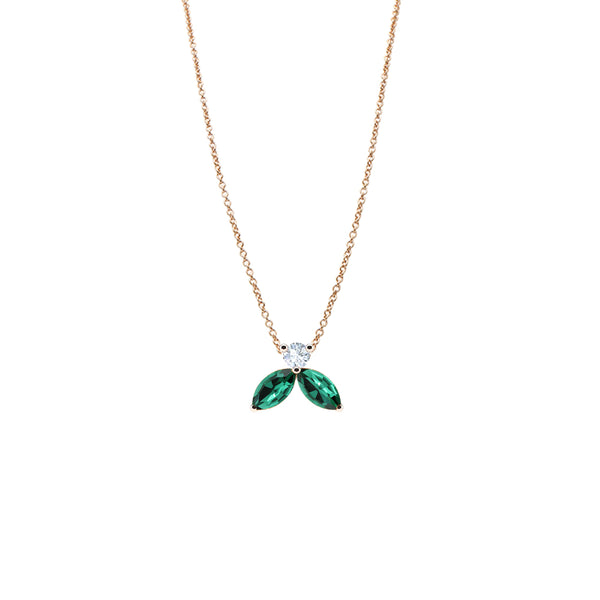 Necklace The Little Bee Green  M - red gold 18k