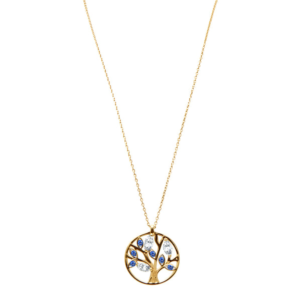 Collier Tree of Life Bleu- or jaune 18k