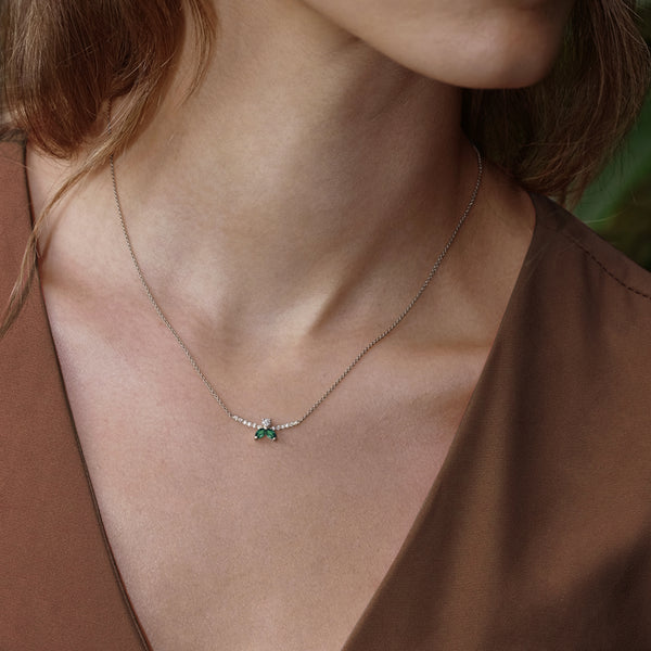 Collier The Little Bee M Emerald - or blanc 18k
