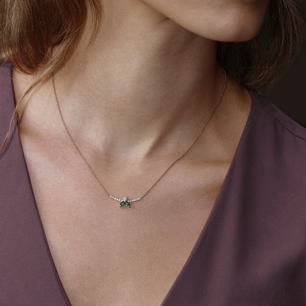 Necklace The Little Bee M Emerald - Red Gold 18k