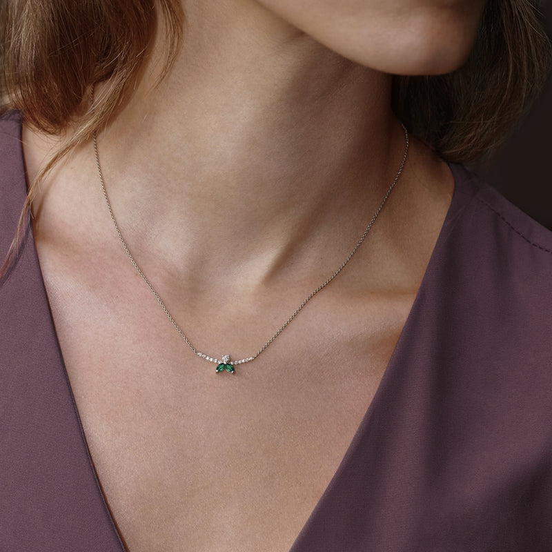 Collier The Little Bee M Emerald - or blanc 18k