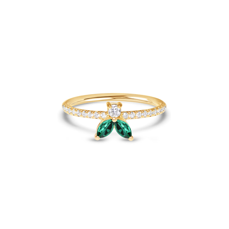 The Fancy Little Bee Emeraude 0.20 carats - or jaune 18k