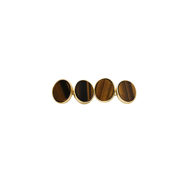 Cufflinks Oval  Tiger eye flat - or Jaune 18k