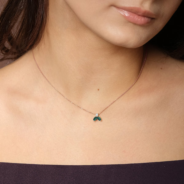 Collier The Little Bee verte M -Or rouge 18k