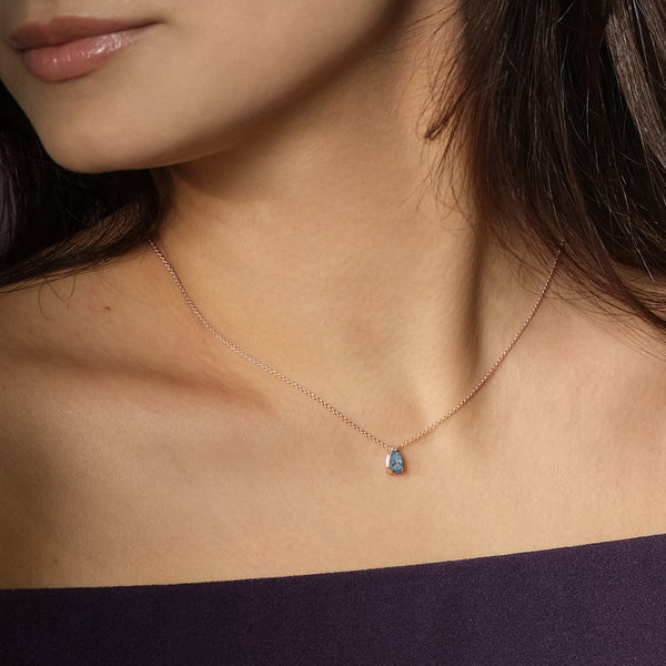 Necklace The Little Tear of Joy Aquamarine 0.50ct - Red Gold 18k 