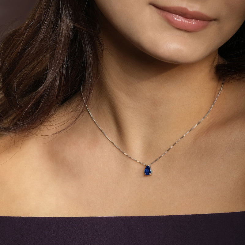 Collier The Tear of Joy Blue Sapphire 0.80ct - or blanc 18k