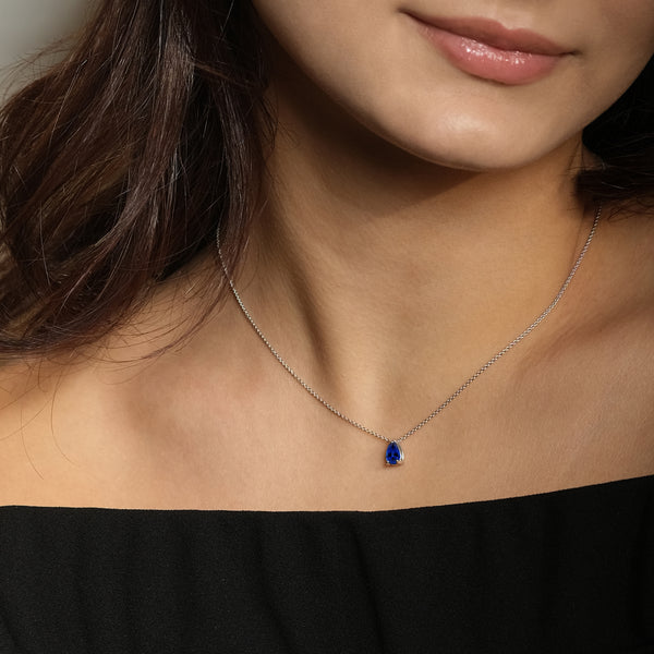 Halskette  Solitaire Saphir blau - 18k Gelbgold