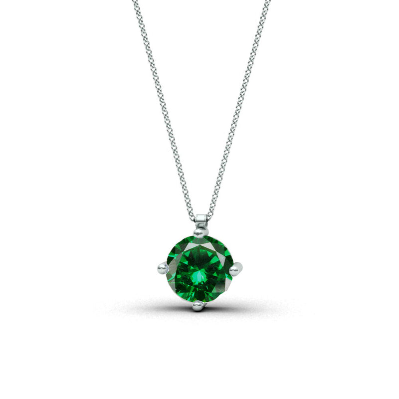 Necklace Solitaire Emerald - White Gold 18k
