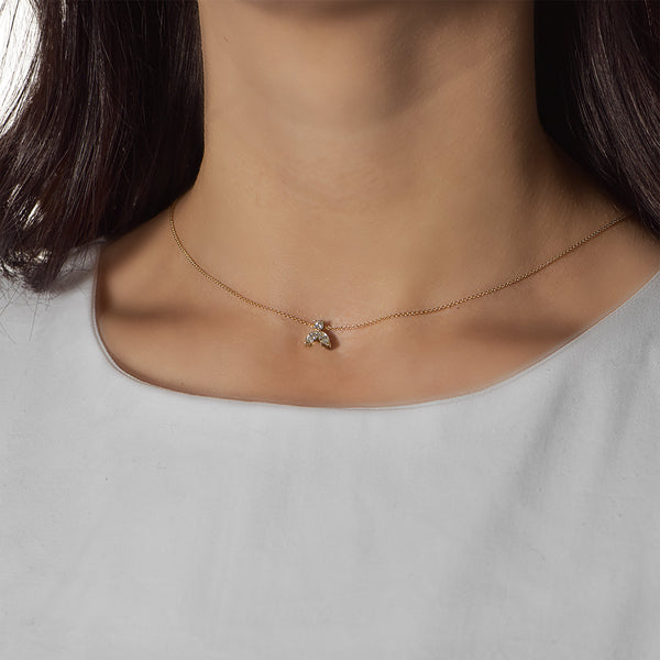 Collier The Little Bee M - or blanc 18k