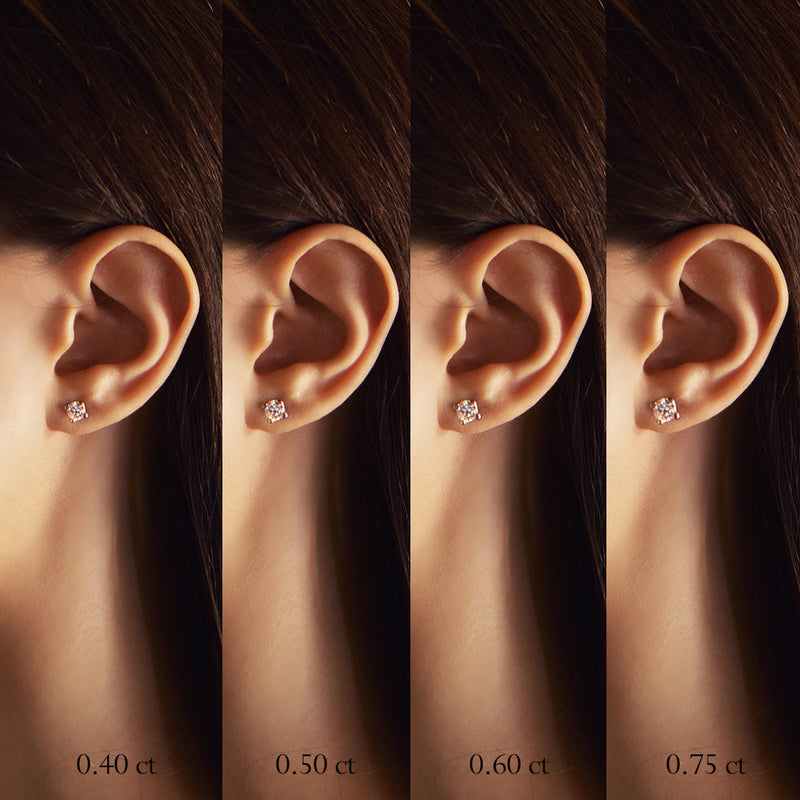 Boucles d'oreilles Clous 0.40-0.75 cts - or blanc 18k