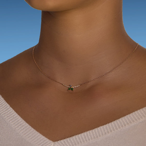 Halskette The Little Bee M Emerald - Weissgold 18 K